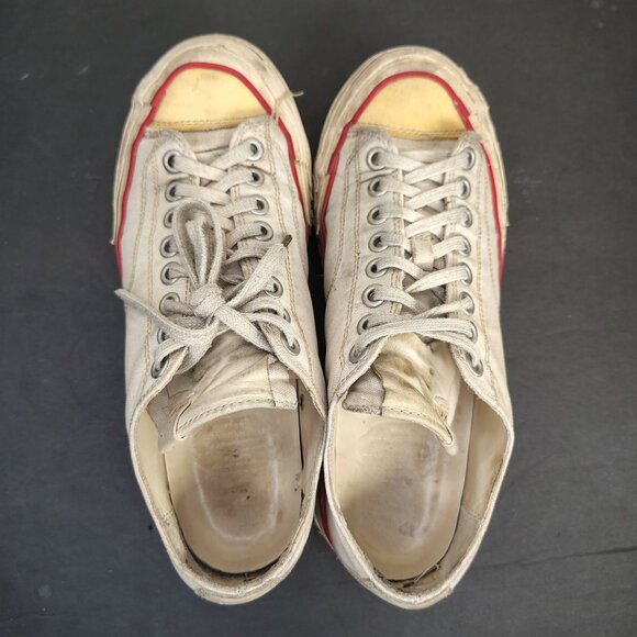 VISVIM Skagway G Patten Mens Size 8 White Red Stripe Canvas Leather Sneakers - Picture 6 of 16
